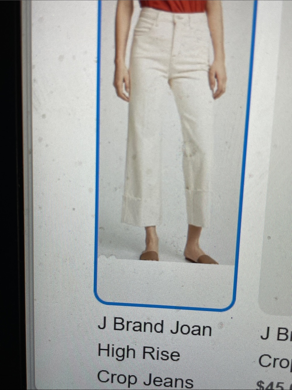 J Brand Joan High-Rise Crop Jeans — White- new